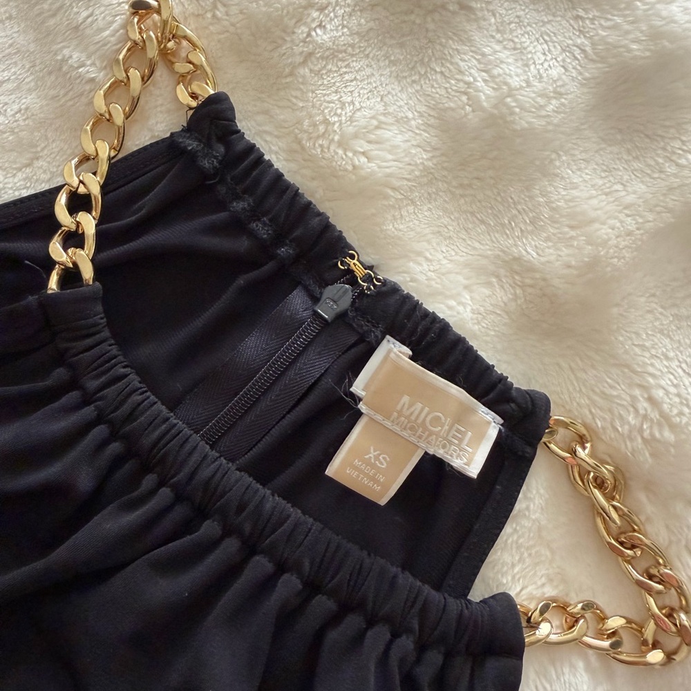 MICHAEL Michael Kors Black Tank Top with Gold Chain Straps
